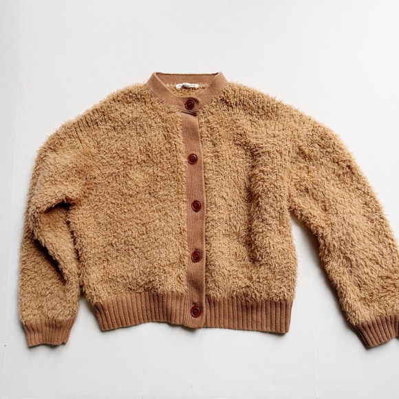 ALEX MILL BINKY CARDIGAN - TERRACOTTA Teddy Cardi Sweater merino wool medium M - Picture 2 of 5